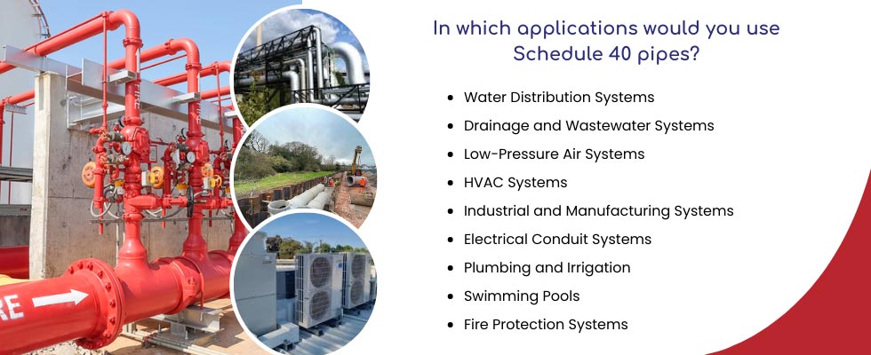 Applications use Schedule 40 Pipes