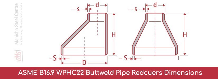 ASME B16.9 WPHC22 Buttweld Pipe Redcuers Dimensions