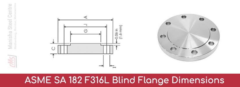 ASME SA 182 F316L Blind Flange Dimensions
