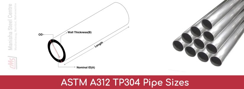 ASTM A312 TP304 Pipe Sizes