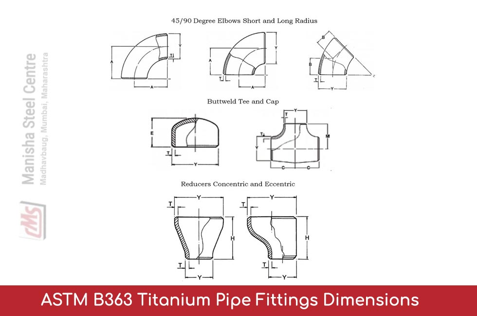 ASTM B363 Titanium Pipe Fittings Dimensions