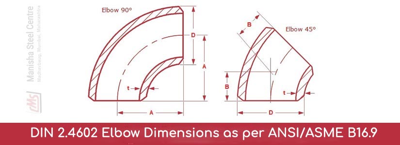 DIN 2.4602 Elbow Dimensions