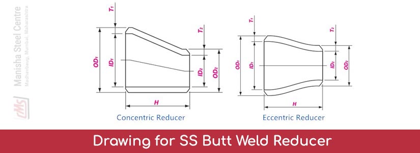 Drawing for SS Butt Weld Reducer